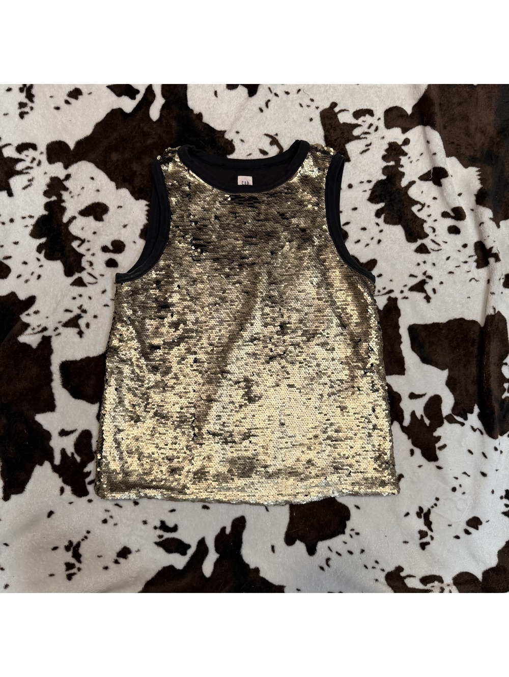 GAP Gold Sequin Shell Tank‎ Top XS Sleeveless Party Holiday Glam